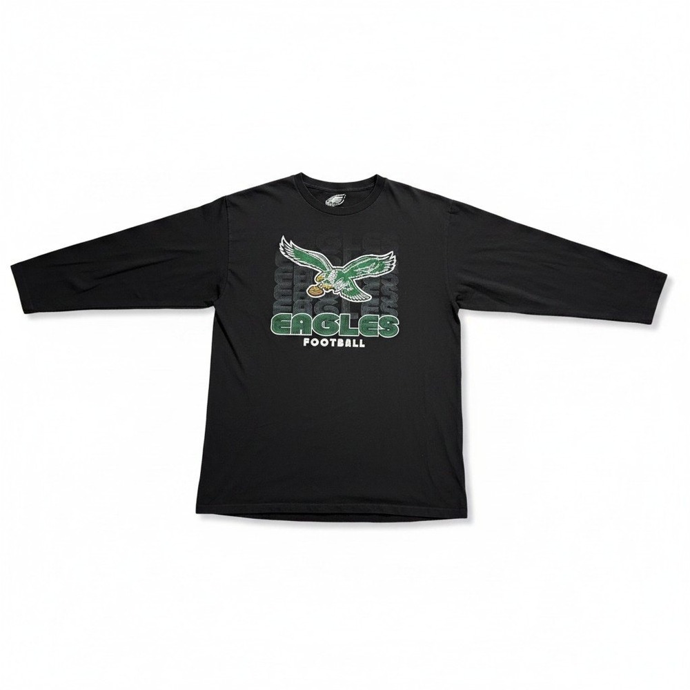 NFL Team Apparel Philadelphia Eagles 2XL Black Long Sleeve Shirt Vintage Casual